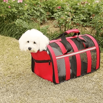 Sac de Transport Chien - MeshPetCarrier™ - Rouge - Les Pattes Nomades