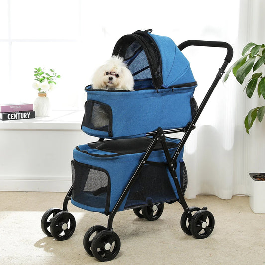 Poussette pour Chien - PetStroller™ - Bleu - Les Pattes Nomades