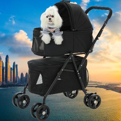 Poussette pour Chien - PetStroller™ - Noir - Les Pattes Nomades