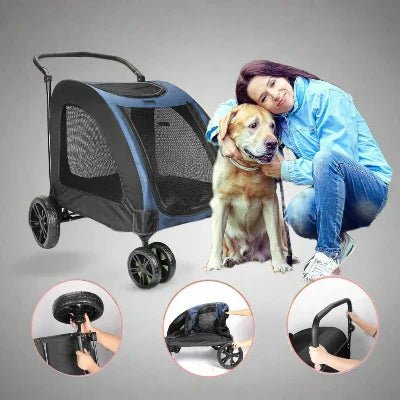 Poussette pour Chien - StrollyPet™ - Bleu - Les Pattes Nomades