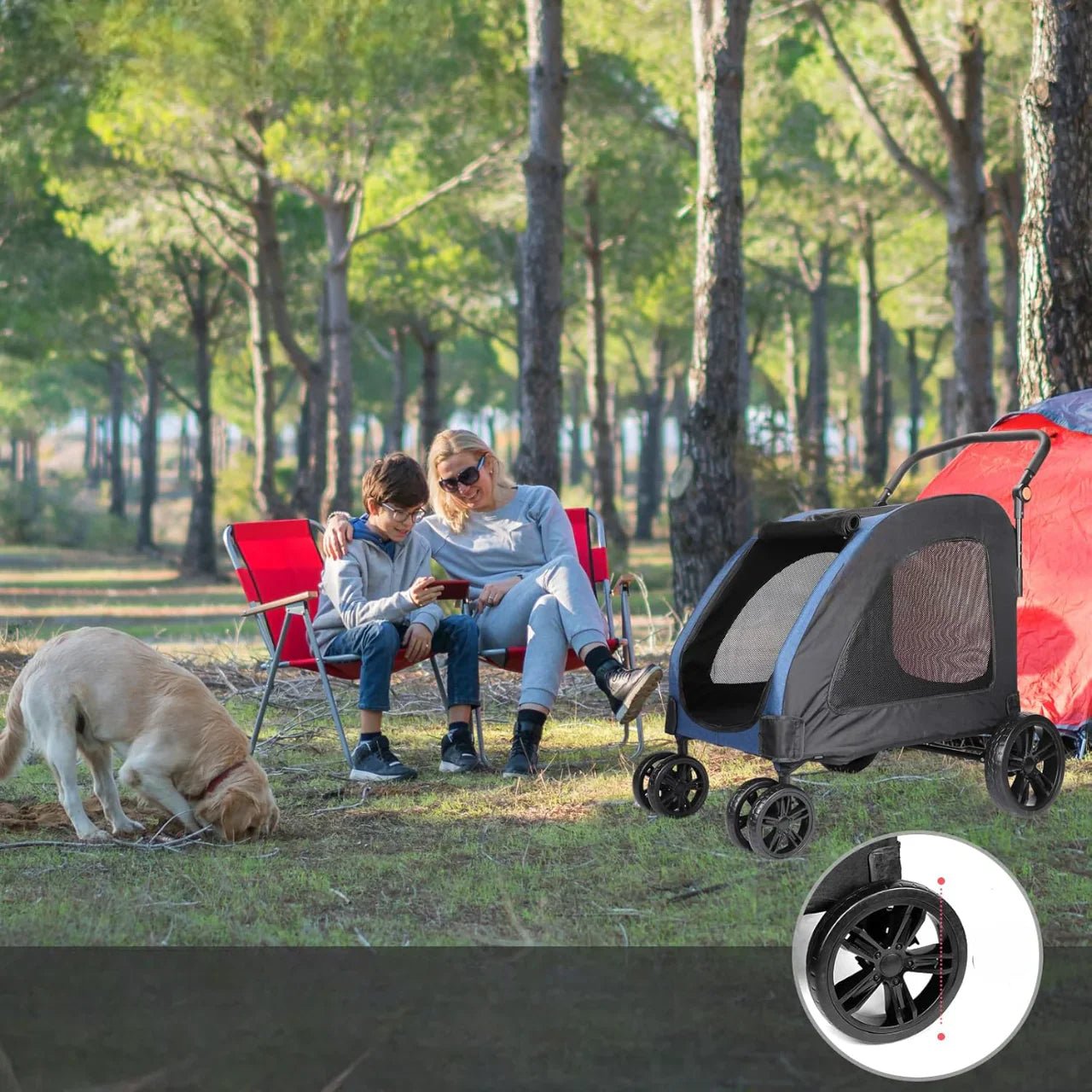 Poussette pour Chien - StrollyPet™ - Bleu - Les Pattes Nomades