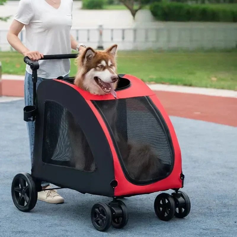 Poussette pour Chien - StrollyPet™ - Rouge - Les Pattes Nomades
