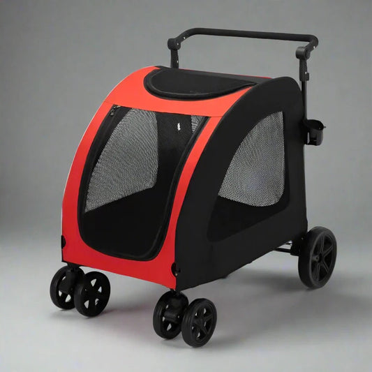 Poussette pour Chien - StrollyPet™ - Rouge - Les Pattes Nomades