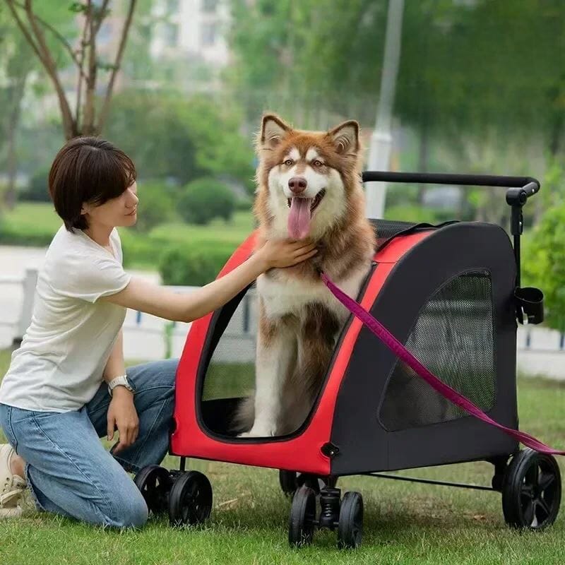 Poussette pour Chien - StrollyPet™ - Rouge - Les Pattes Nomades