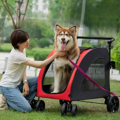 Poussette pour Chien - StrollyPet™ - Rouge - Les Pattes Nomades