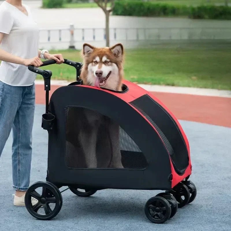 Poussette pour Chien - StrollyPet™ - Rouge - Les Pattes Nomades