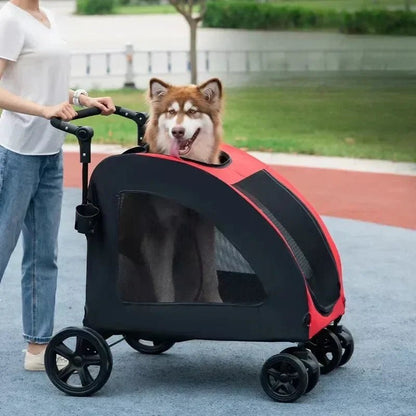 Poussette pour Chien - StrollyPet™ - Rouge - Les Pattes Nomades