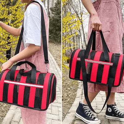 Sac de Transport Chien - MeshPetCarrier™ - Rouge - Les Pattes Nomades