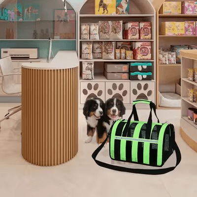 Sac de Transport Chien - MeshPetCarrier™ - Vert - Les Pattes Nomades